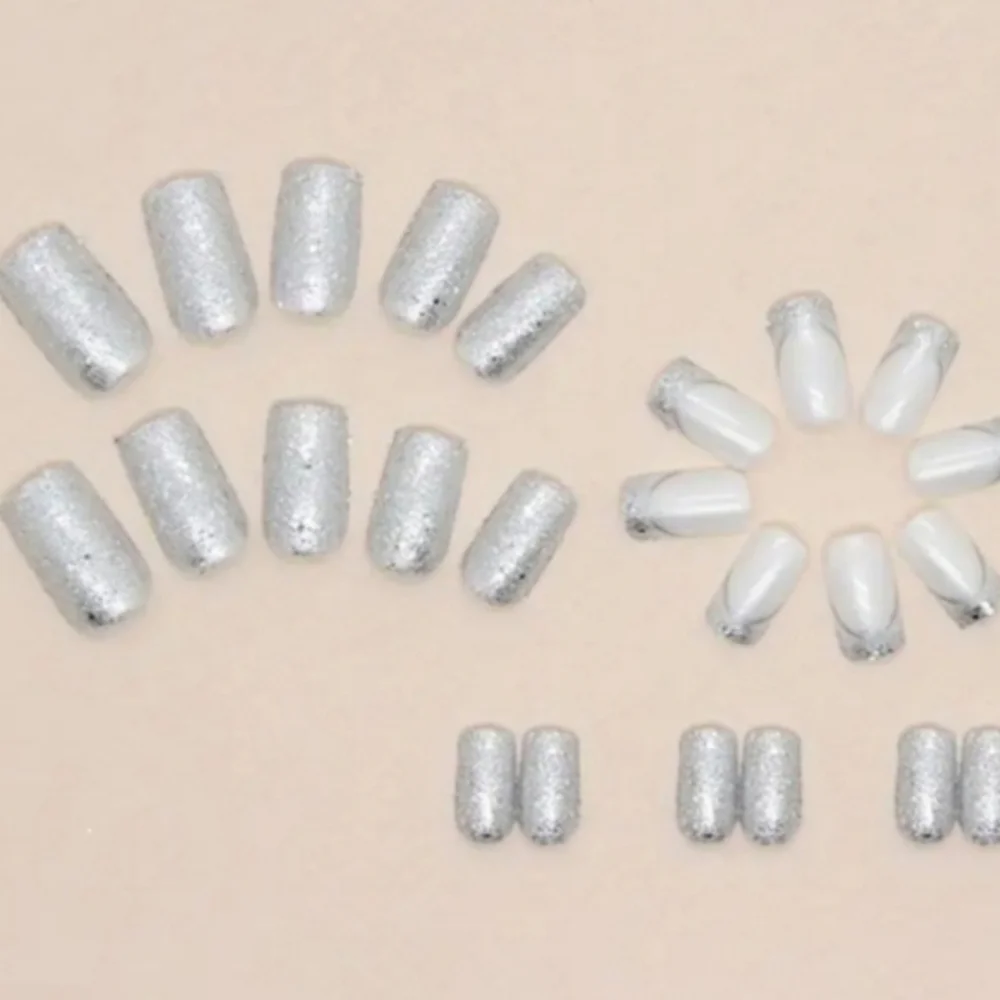 24 Pieces Glitter French Press On Nails